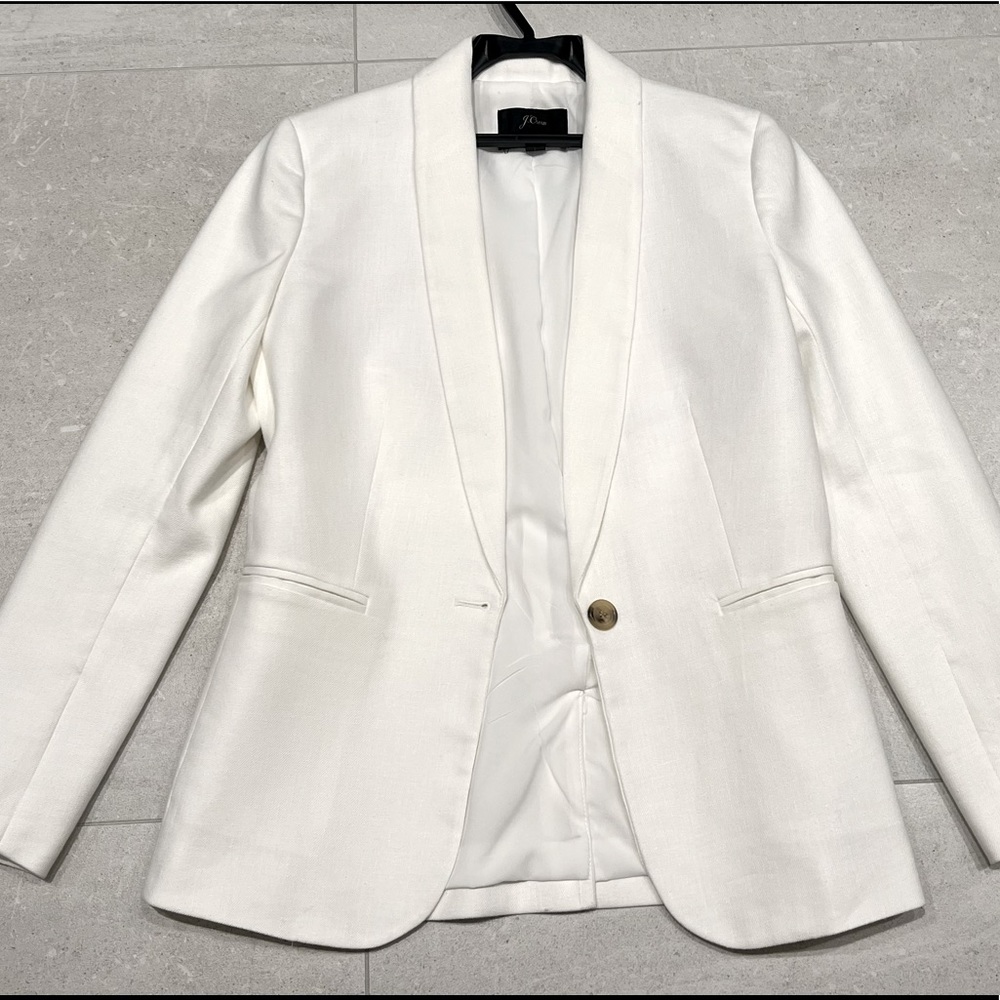 White linen j crew blazer never worn